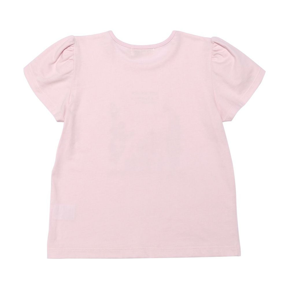 ベビー服 女の子 綿100％ お花 プリント チューリップ袖 Tシャツ ピンク(02) 背面