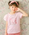ベビー服 女の子 綿100％ お花 プリント チューリップ袖 Tシャツ ピンク(02) 