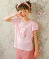 ベビー服 女の子 綿100％ お花 プリント チューリップ袖 Tシャツ ピンク(02) 
