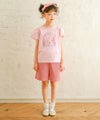 ベビー服 女の子 綿100％ お花 プリント チューリップ袖 Tシャツ ピンク(02) 