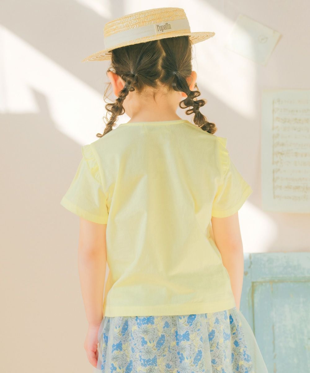 ベビー服 女の子 綿100％  女の子 プリント フリル袖 Tシャツ イエロー(04) モデル画像2