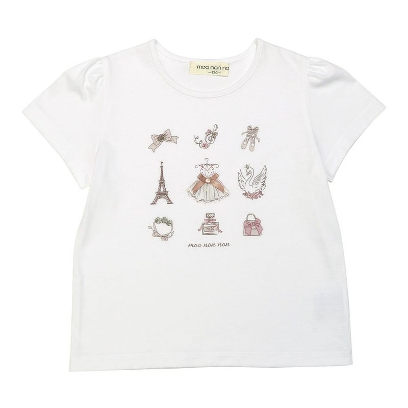 moononnonリピーター続出♥可愛すぎるプチプラTシャツ!綿100% バレエ&小物プリント Tシャツ