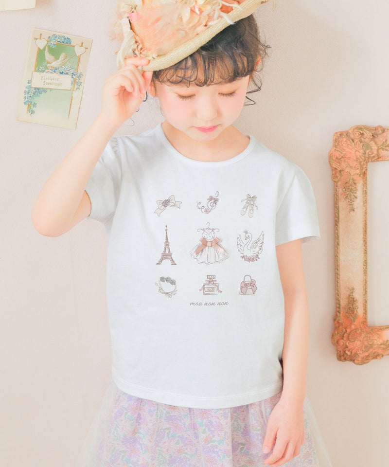 綿100% バレエ&小物プリント Tシャツ
