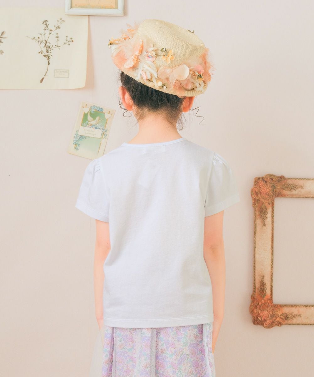 子供服 女の子 綿100％ バレエ＆小物プリント Tシャツ オフホワイト(11) モデル画像2