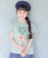 ベビー服 女の子 綿100％ ハート 花柄 Tシャツ グリーン(08) 