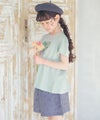 ベビー服 女の子 綿100％ ハート 花柄 Tシャツ グリーン(08) 