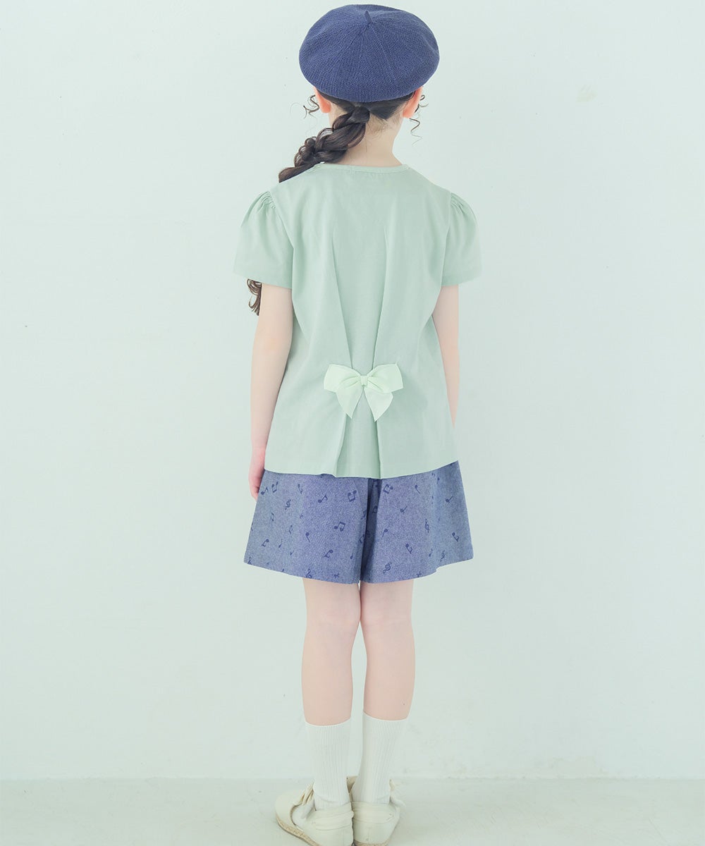 ベビー服 女の子 綿100％ ハート 花柄 Tシャツ グリーン(08) 