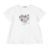 ベビー服 女の子 綿100％ ハート 花柄 Tシャツ オフホワイト(11) 正面