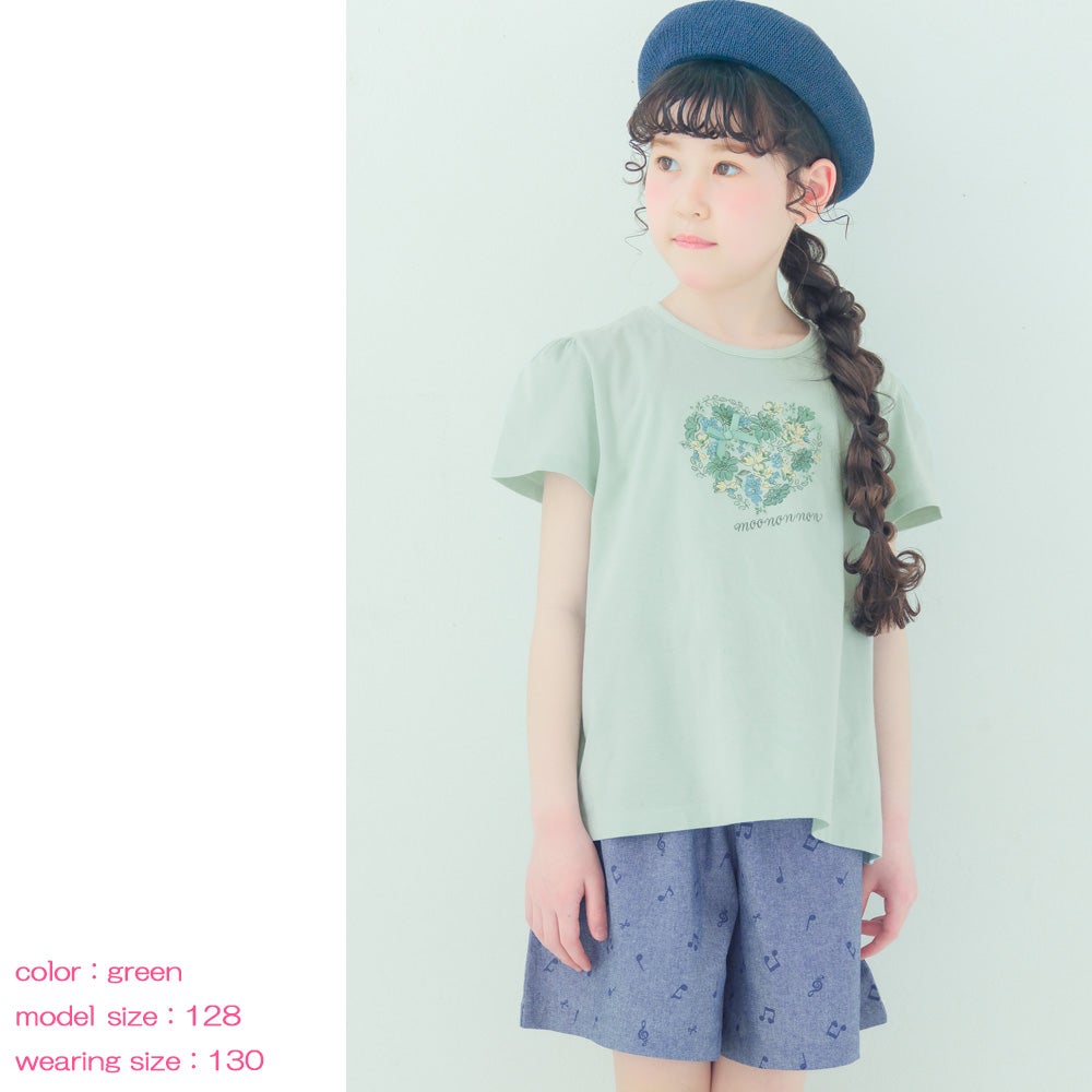 ベビー服 女の子 綿100％ ハート 花柄 Tシャツ