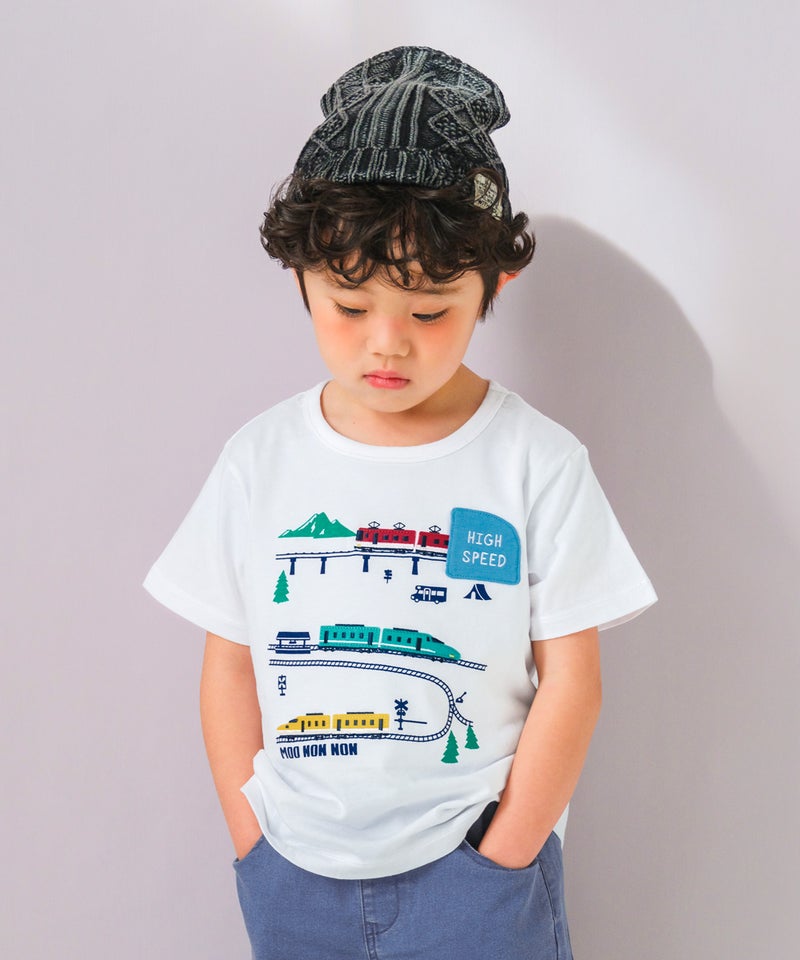 ベビー服 男の子 子ども服 こども キッズ 綿100％ コットン 電車 ワッペン ティーシャツ カットソー 半そで