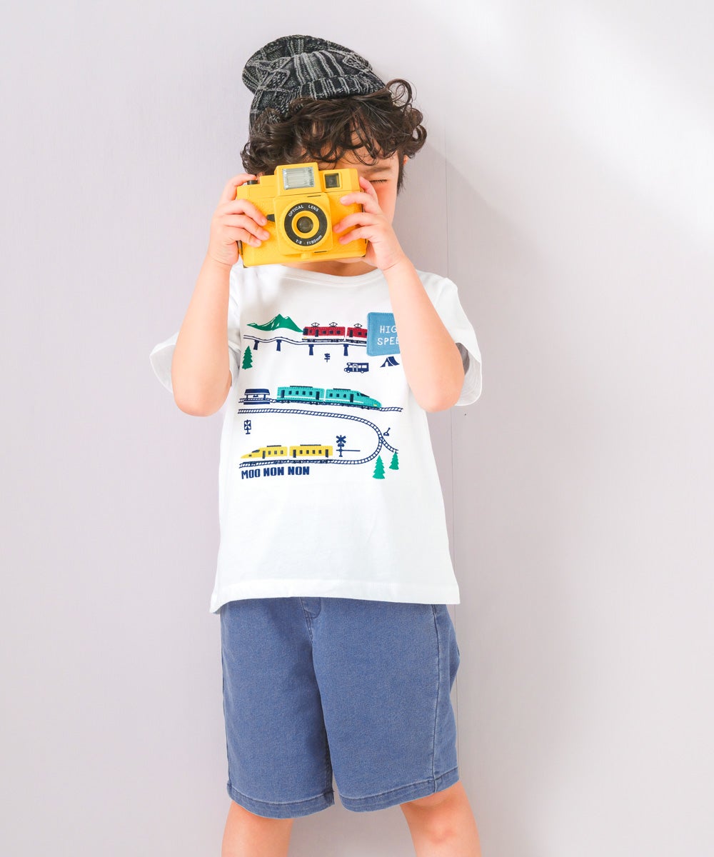綿100％ 電車＆トンネル ワッペン Tシャツ｜ベビー・子供服 通販