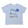 ベビー服 男の子 綿100％ 電車＆トンネル ワッペン Tシャツ ブルー(61) 正面