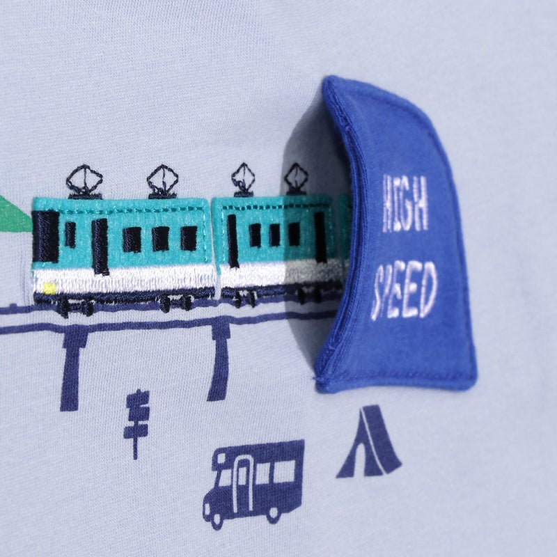 遊び心のあるトンネルアップリケがポイント！半袖Tシャツ