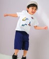 ベビー服 男の子 子ども服 こども キッズ 綿 コットン 働く車 ロゴ 刺繍 チェック柄 切り替え ティーシャツ オフホワイト(11) モデル画像3