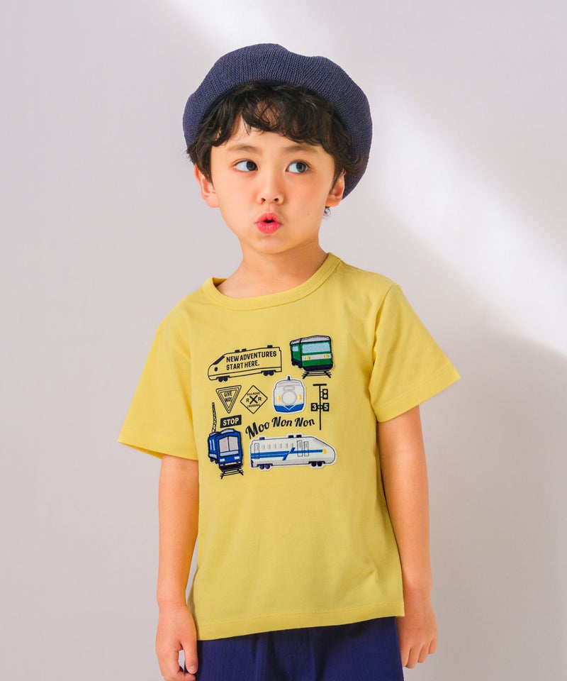 ベビー服 男の子 子ども服 こども キッズ 綿100％ コットン 乗り物 電車 ワッペン ロゴ プリント ティーシャツ