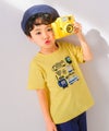 ベビー服 男の子 子ども服 こども キッズ 綿100％ コットン 乗り物 電車 ワッペン ロゴ プリント ティーシャツ イエロー(04) モデル画像全身