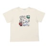 ベビー服 男の子 綿100％ 電車 乗り物 刺繍ワッペン Tシャツ アイボリー(12) 正面
