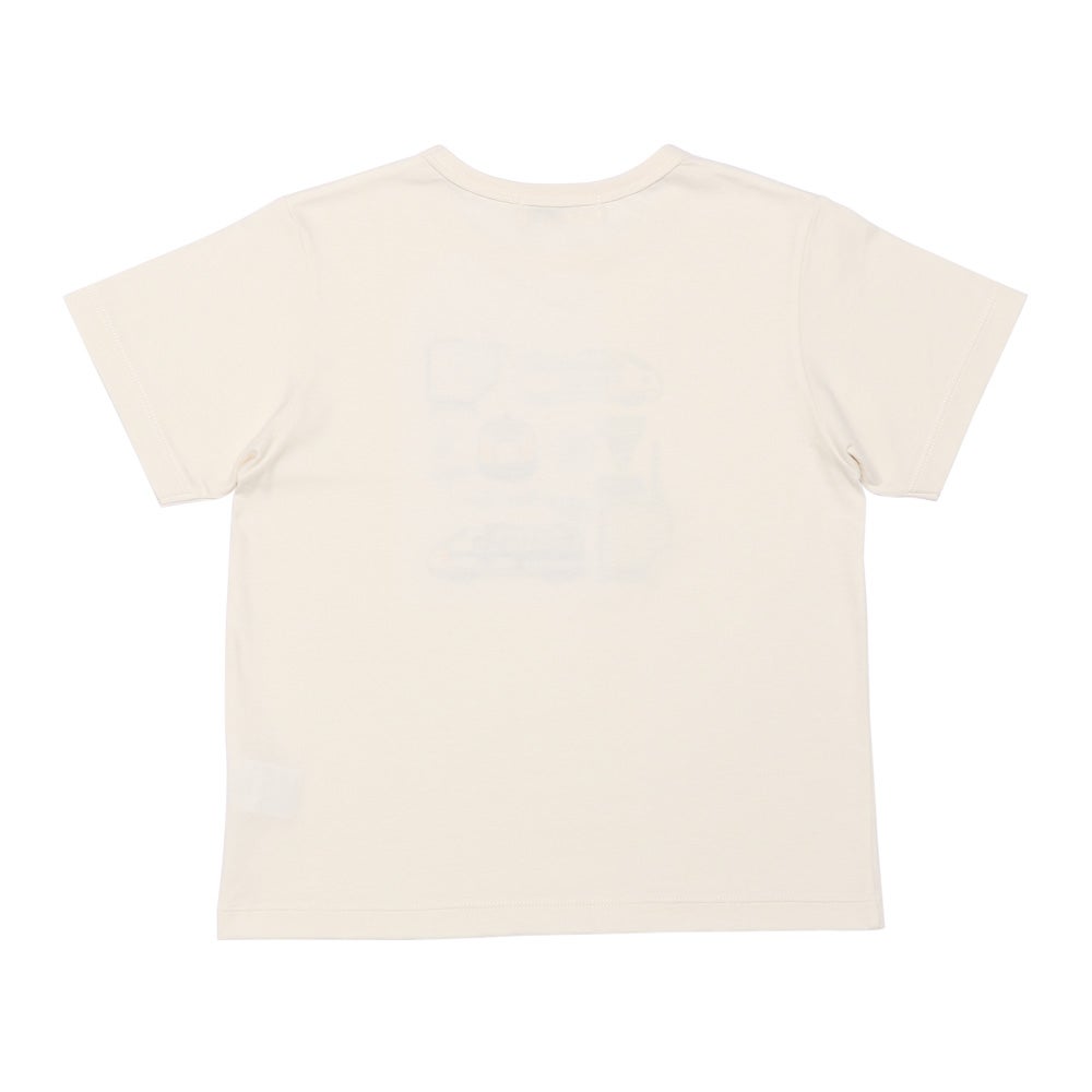 ベビー服 男の子 子ども服 こども キッズ 綿100％ コットン 乗り物 電車 ワッペン ロゴ プリント ティーシャツ アイボリー(12) 背面