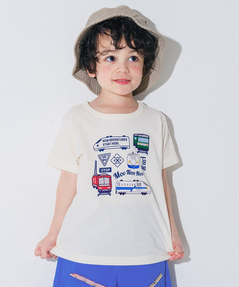 綿100% 電車 乗り物 刺繍ワッペン Tシャツ