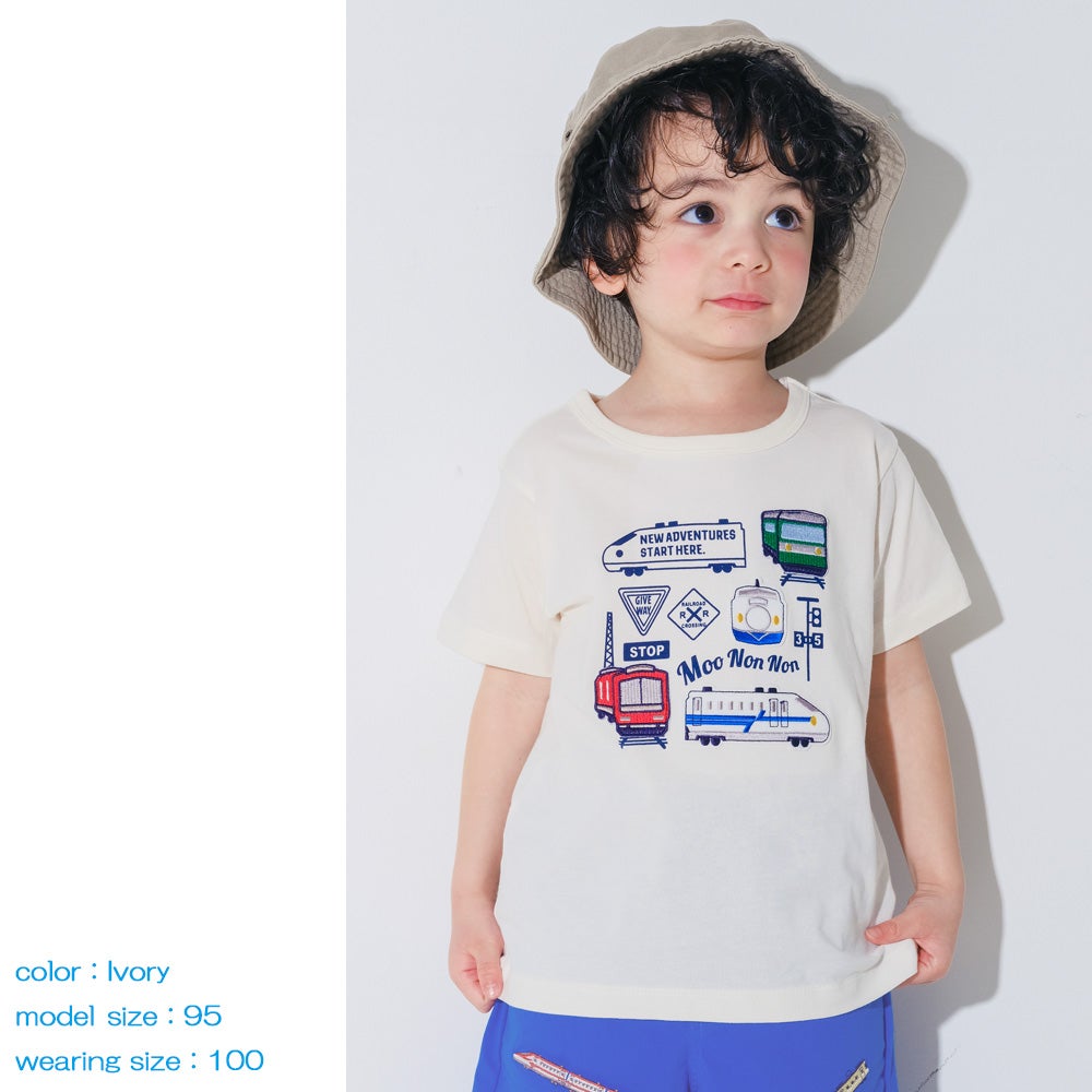 綿100％ 電車 乗り物 刺繍ワッペン Tシャツ｜ベビー・子供服 通販