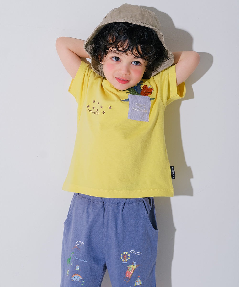 ベビー服 男の子 子ども服 こども服 キッズ カジュアル 恐竜 刺繍 　ポケット イエロー(04) モデル画像4
