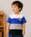 子供服 男の子 綿100％ 4色切り替え カラフル Tシャツ ブルー(61)
