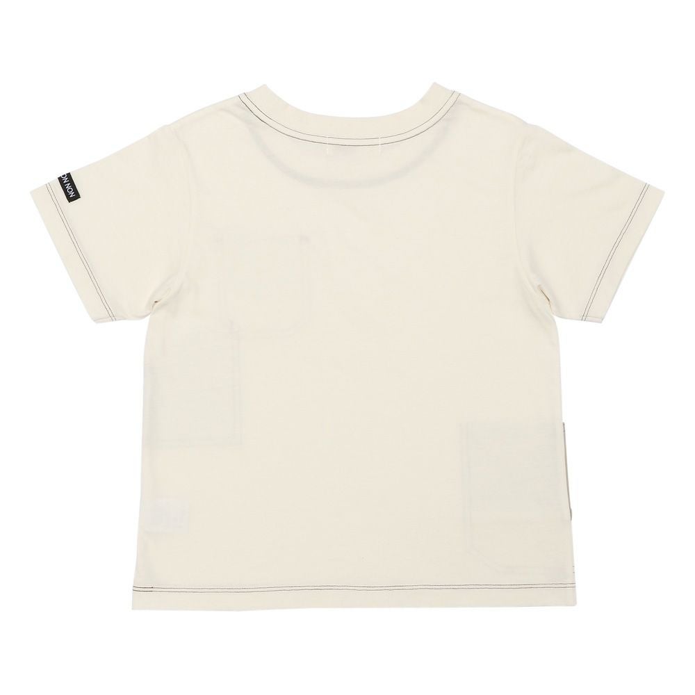 ベビー服 男の子 綿100％  ロゴ ワッペン ポケット付き Tシャツ アイボリー(12) 背面