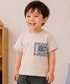 子供服 男の子 綿100％ ストライプ ロゴ刺繍 Tシャツ ベージュ(51)