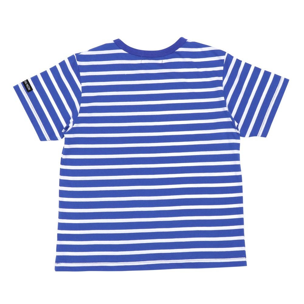 ベビー服 男の子 綿100％ ボーダー 飛行機 刺繍ポケット Tシャツ ブルー(61) 背面