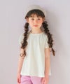 ベビー服 女の子 バックリボン お花レース 切替 Tシャツ オフホワイト(11) モデル画像アップ