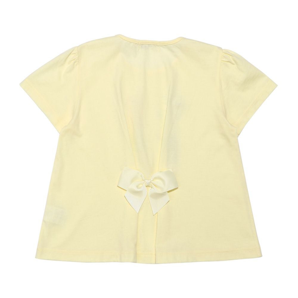 子供服 女の子 綿100％ お洋服プリント リボン Tシャツ イエロー(04) 背面