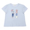 子供服 女の子 綿100％ お洋服プリント リボン Tシャツ ブルー(61) 正面