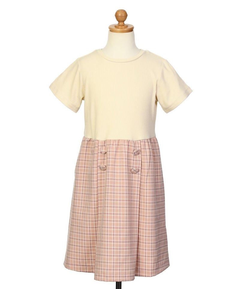 ボーダー柄ドッキングワンピース