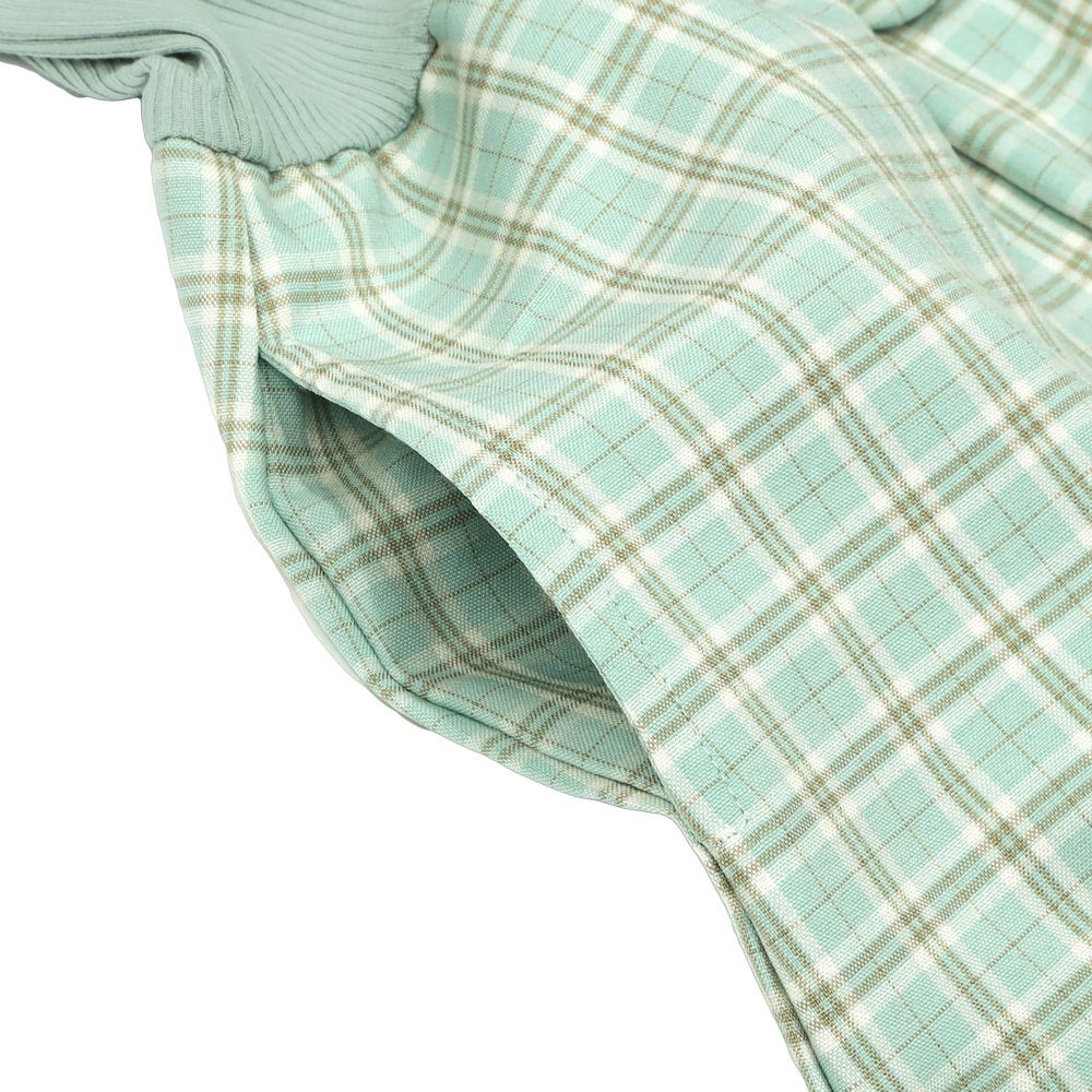 子供服 女の子 チェック柄＆飾りボタン付き　ワンピース グリーン(08) デザインポイント2