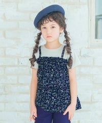 ベビー服 女の子 花柄 リボン 重ね着風 キャミソール