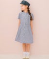 子供服 女の子 子ども服 こども服 こども キッズ ジュニア ストライプ柄 音符 刺繍 スタンドカラー 襟 半そで ネイビー(06) モデル画像3