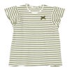 子供服 女の子 リボン付き ボーダー柄 Tシャツ グリーン(08) 正面