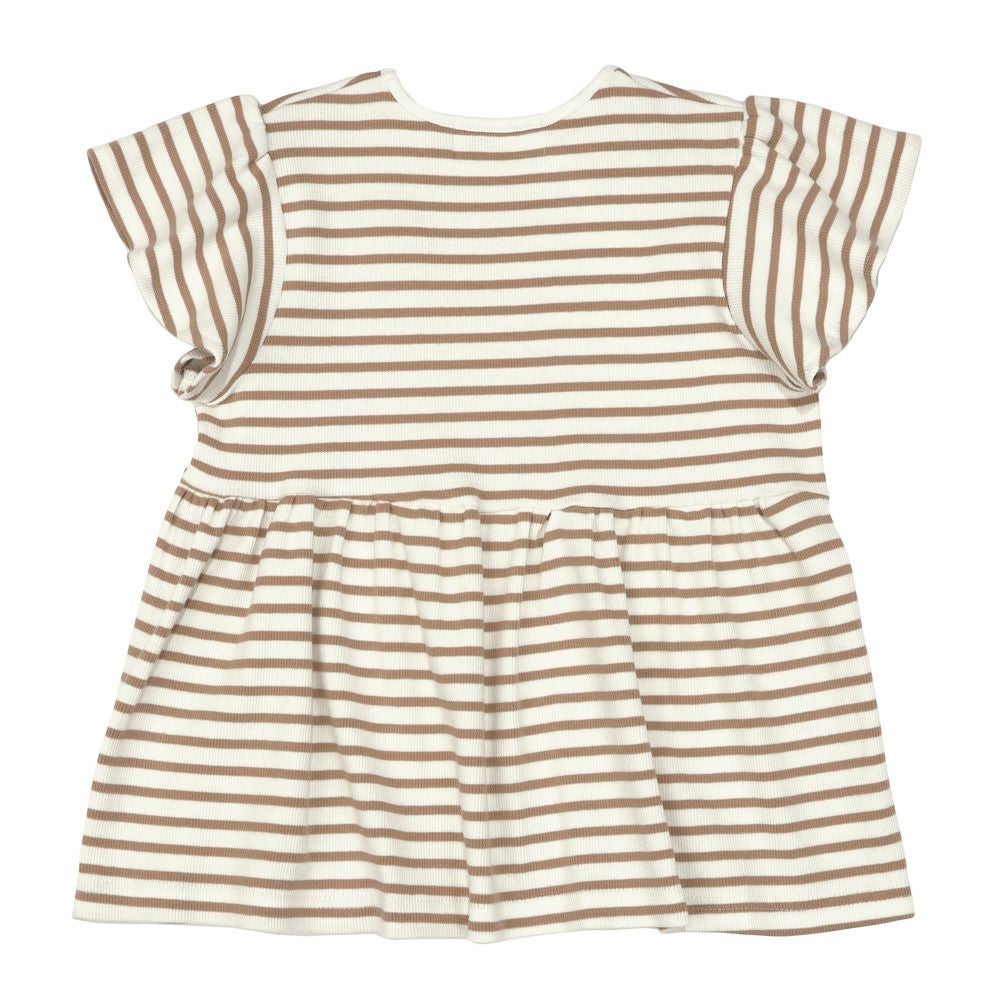 子供服 女の子 リボン付き ボーダー柄 Tシャツ ベージュ(51) 背面