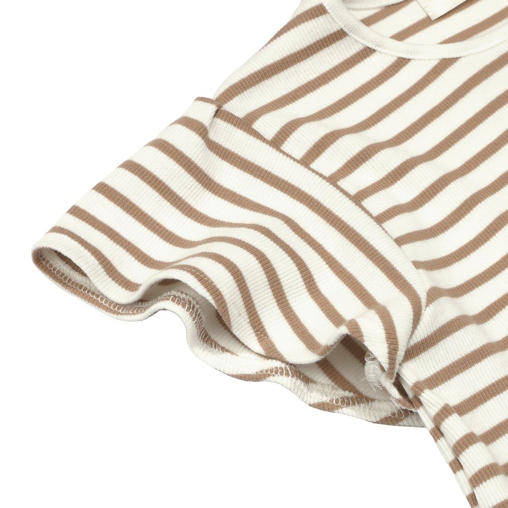 子供服 女の子 リボン付き ボーダー柄 Tシャツ ベージュ(51) デザインポイント2