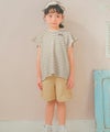 子供服 女の子 リボン付き ボーダー柄 Tシャツ ベージュ(51) モデル画像アップ