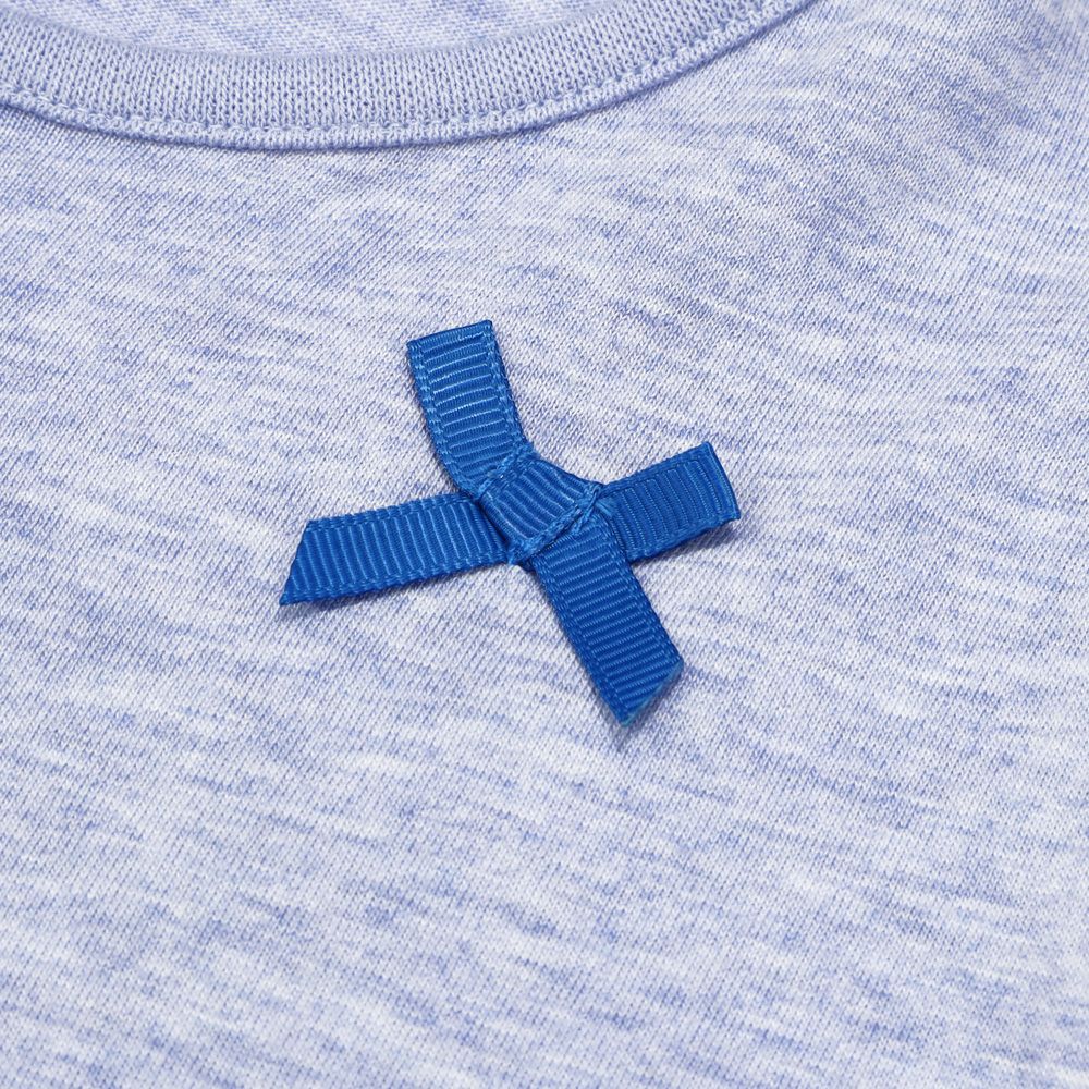 子供服 女の子 リボン付き ボーダー柄 Tシャツ ブルー杢(62) デザインポイント1