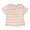 ベビー服 女の子 フリル衿 ボーダー ベーシック Tシャツ ピンク(02) 正面