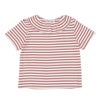ベビー服 女の子 フリル衿 ボーダー ベーシック Tシャツ ショッキングピンク(21) 正面
