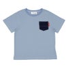 ベビー服 男の子 綿100％ デニム ポケット付  Tシャツ ブルー(61) 正面