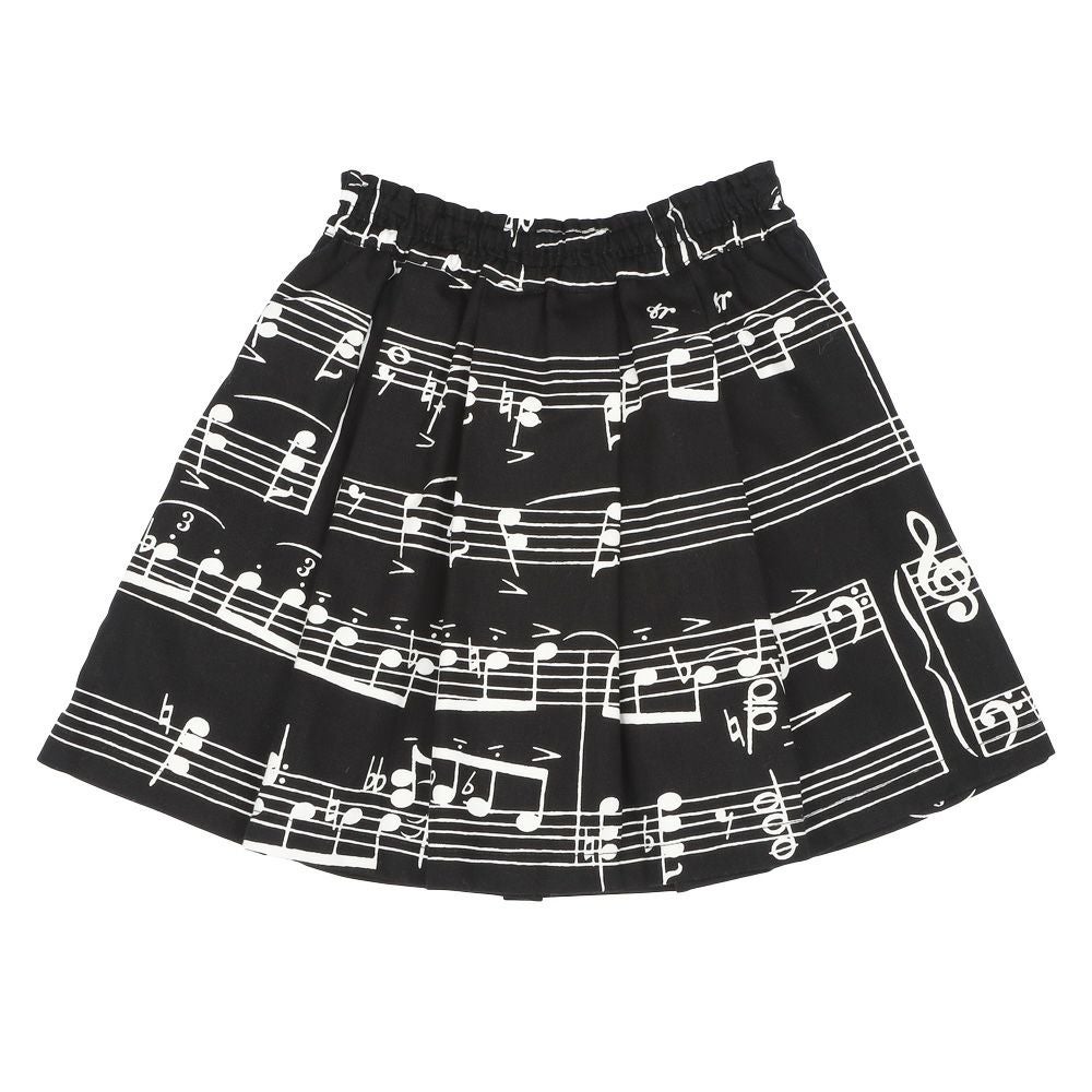 子供服 女の子 綿100％  音符 スカート ブラック(00) 正面