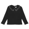子供服 女の子 【TIME SALE】フリル襟 リブ Tシャツ ブラック(00) 正面
