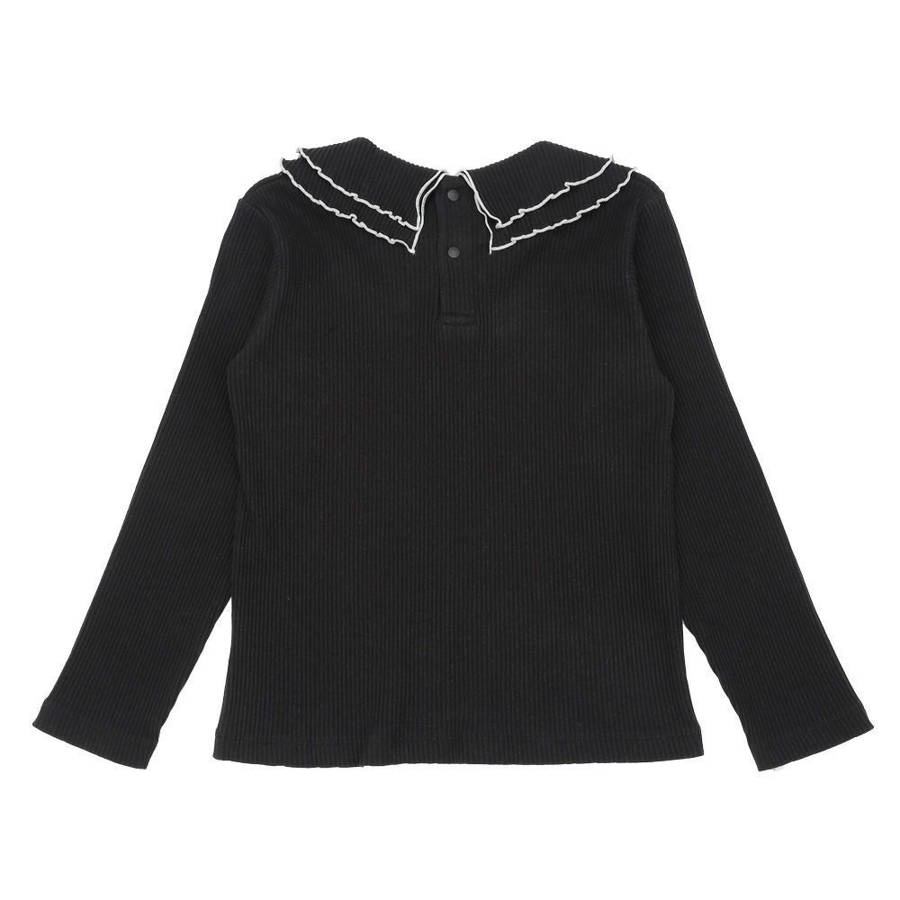 子供服 女の子 【TIME SALE】フリル襟 リブ Tシャツ ブラック(00) 背面