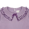 子供服 女の子 【TIME SALE】フリル襟 リブ Tシャツ パープル(91) デザインポイント1