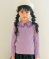 子供服 女の子 こども服 キッズ リブ フリル メロウ リボン ブランドロゴ 襟付き パープル(91) モデル画像アップ