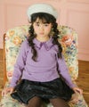 子供服 女の子 こども服 キッズ リブ フリル メロウ リボン ブランドロゴ 襟付き パープル(91) モデル画像2